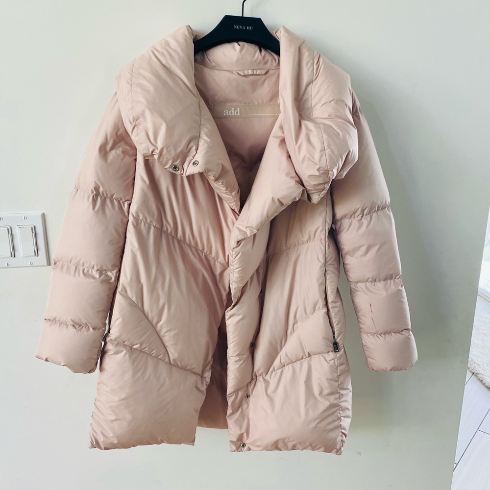 Pale Pink Funnel Neck Down Coat